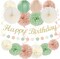 Sage-Green Pink First Happy Birthday Party-Decorations(Beige Mint Green Pink)